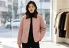623 # Abrigo de Algodón para Mujer con Cuello de Pana y Estampado de Diamantes, Corte Holgado, Nuevo Estilo Otoño/Invierno 2025