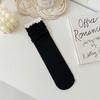 Calcetines finos de verano para mujer, de terciopelo, de longitud media, de color liso, estilo coreano, de seda con orejas de madera.