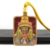 Acero de Titanio Pintado a Mano Oro Cinabrio Arena Mineral Thangka Ocho Santos Patronos Pasado y Presente Zorro Hada Thangka Collar Colgante