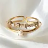 Anillo Abierto Ajustable Tilenny Estilo Ins Más Vendido Transfronterizo con Circonita para Mujer, Diseño Floral Dulce y Lindo