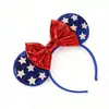 Nova Faixa de Cabelo Dia da Independência Americana Orelhas do Mickey Acessório de Cabelo Faixa de Cabelo com Lantejoulas de Estrela Acessório de Cabelo com Decoração de Laço