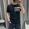 Suéter redondo de manga corta simple y versátil para hombre, camiseta interior de punto, nueva camiseta fina de media manga para hombre primavera 2025