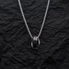 Colar de anel masculino anel duplo titânio aço sem cor high-end all-match sweat chain feminino simples hip-hop acessórios joias