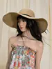 Sombrero de Paja Japonés Plegable de Ala Ancha para Mujer, Sombrero de Sol de Moda de Verano para Playa, Sombrero Parasol de Vacaciones