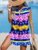 Vestido caliente transfronterizo impresión digital 3D cuello en V Zhongqun bajo pedido estilo europeo y americano falda de playa para mujer