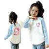 Nova Camiseta de Manga Longa Color Block Estilo Coreano para Meninas, Base para Primavera e Outono, Top Elegante de Outono Slim Fit para Crianças