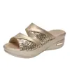 Talla Grande Comercio Exterior Chanclas Boca de Pez para Mujer 2023 Verano Nuevo Atuendo Moda Cuña Gruesa Zapatos Casuales Chanclas para Mujer