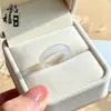 Anillo de Ágata Calcedonia Natural Color Pavo Real, Anillo de Calcedonia Roja y Verde de Jade Multicolor para Mujer, Regalo para Mejor Amiga