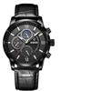 LIGE LIGE 8932 nuevo reloj de pulsera para hombre de personalidad elegante y de negocios con aguja luminosa de seis pines, correa de cuero y esfera