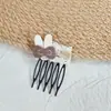 Nuevo accesorio para el cabello con peine de tela de malla estilo japonés y coreano con orejas de conejo y flores pequeñas, linda herramienta de peinado de dibujos animados