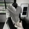 Camisa Polo Desconstruida Transfronteriza con Cuello Henry, Camiseta de Manga Corta para Hombre, Marca de Tendencia Estilo Americano de Verano, Manga Media Holgada