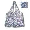 Nueva bolsa de compras plegable grande de tela con flores, bolsa cuadrada, bolsa de compras portátil, bolsa de mano plegable