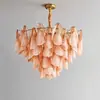 Nuevo Candelabro de Cristal con Forma de Pétalo Vintage Estilo Francés para Sala de Estar, Candelabro de Cristal de Lujo Ligero Murano para Sala de Estar, Dormitorio y Comedor