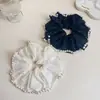 Chifón Elegante Super Grande Anillo para el Cabello con Lazo Perla Elegante Celebridad Cibernética Cuerda para la Cabeza con Lazo Grueso Goma para el Cabello Coleta Flor para la Cabeza
