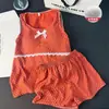 Pijama de Chaleco y Shorts Florales Rojo Retro para Mujer, Algodón Nube con Almohadillas Integradas en el Pecho, Transpirable, Holgado y Cómodo para Estar en Casa
