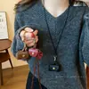 Colar com Pingente de Bolsa de Couro, Moderno, Simples, Corrente para Suéter Estilo Casual, Design de Nicho, Elegante de Alta Qualidade, Colar Versátil