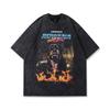 TKPA Camiseta Pesada de Manga Corta con Estampado de Dóberman American High Street para Hombre y Mujer Vieja Holgada de Pareja Manga Media