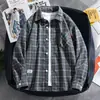 Camisa a cuadros de manga larga para hombre, corte holgado, estilo Hong Kong, camisa estilo japonés, moderna para primavera y otoño, talla grande, estilo Harajuku, chaqueta genial
