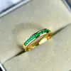 Anillo de Fila Cuadrado Verde Tesoro Anillo de Fila para Mujer Chapado en Oro de 18k Circonio Moda Estilo Simple Lujo Ligero Elegante Anillo de Fila Esmeralda Hombre
