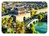 Ímãs de Geladeira de Vidro Cênico de Jinan: Fonte Baotu, Pavilhão do Monumento de Pedra, Água Verde e Salgueiros Chorões Cercando o Jardim da Fonte, Produtos Culturais Turísticos Cênicos