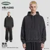 Sudadera Pesada de Algodón Puro para Hombre Ckx Otoño e Invierno 420g con Efecto Copo de Nieve, Artesanía Vintage de Retazos y Sudadera con Capucha de Forro Polar.