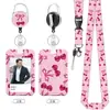Porta Insignia Metálico con Clip de Lazo Rosa Lindo con Cordón para Tarjeta de Identificación de Empleado de Oficina