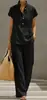 Conjunto cruzado europeo y americano para mujer, estilo casual perezoso, cárdigan de manga corta y pantalones largos, color liso