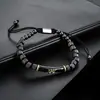 Nova pulseira empilhável "Olho de Deus" transfronteiriça para homens, pulseira de aço inoxidável com óleo preto e algarismos romanos, pulseira de joia para mulheres