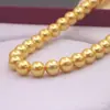 Colar de Pérolas com Concha de Vidro Dourado Nanyang para Mulheres Fivela de Lingote Ecológica Corrente de Suéter Versátil de Alta Qualidade Presente Atacado
