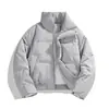 Jaqueta Curta de Algodão Estilo Retrô Americano para Homens, Casaco de Inverno com Gola Alta, Marca Trendy com Sensação de Luxo, Jaqueta Puffer Aconchegante Cleanfit