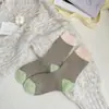 Calcetines para el hogar Yuanrun para mujer de otoño e invierno, engrosados, cálidos, coloridos, de lana, estilo coreano, calcetines simples apilados verticalmente