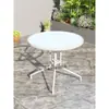 Mesa de Comedor Redonda Plegable Blanca de Vidrio Templado para Exteriores, Mesa de Comedor para el Hogar con una Mesa y Dos Sillas, Mesa de Té Pequeña para Balcón