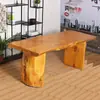Mesa de té grande de madera maciza, mesa larga de forma irregular, mesa de conferencias de oficina, mesa de computadora, mesa de té para sala de estar en casa