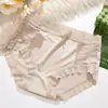 9081 Ropa Interior Transpirable para Mujer Sin Costuras Levanta Glúteos Encaje Hueco Empalme de Seda de Hielo Cintura Alta Tallas Grandes Venta Directa del Fabricante