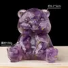 Adornos de Oso de Grava de Cristal Natural Amethysta Rosa Pegamento Resina Oso Abrazado Atmósfera Linda Adornos Decorativos