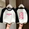 Camada Base Infantil Térmica Casual Roupa Íntima Patchwork Manga Longa Camiseta Gola Redonda Meninas Roupas Quentes de Outono Top Escovado