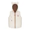 Peluche estilo americano, cálido, oso de peluche bordado, cremallera grande, con capucha, chaleco con forma de oreja, corte holgado, adelgazante, lindo y adorable abrigo para mujer