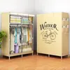Guarda-Roupa Simples com Cabides Duplos, Guarda-Roupa de Tecido com Reforço de Tubo de Aço, Guarda-Roupa com Estrutura de Aço, Armário Dobrável para Armazenamento de Dormitório, Guarda-Roupa à Prova de Poeira, Transfronteiriço