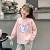 Camiseta Básica Estilosa de Desenho Animado para Outono e Primavera para Crianças Maiores e Bebês, 100% Algodão, Camiseta de Manga Longa da Moda para Meninas