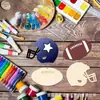 Rugby de Madeira Lascas de Madeira DIY Grafite Pingente Decorativo Formato de Capacete Infantil Lascas de Madeira Artesanato Não Acabado