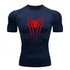 Teum Export Camiseta de Manga Corta de Compresión de Secado Rápido con Estampado de Araña para Hombre Y2K Capa Base para Correr Body para Entrenamiento de Fitness