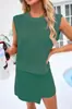 Traje Informal de Moda de Color Sólido para Comercio Exterior Transfronterizo para Mujer Verano 2025 Nuevo Conjunto de Dos Piezas de Camiseta de Manga Corta y Pantalón de Tres Cuartos de Algodón Puro