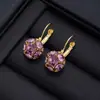 Brincos de Zircônia Roxa com Design de Nicho Minimalista Luxo Leve High-End Moderno Temperamento Brincos Moda Celebridade da Internet para Mulheres