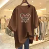 Camiseta Casual Estampada de Algodão Puro Tamanho Grande 2025 Novo Estilo de Verão Solta Branca de Manga Curta Feminina Atacado Dropshipping