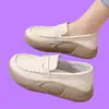 Sapatos Casuais, Sapatos Femininos de Couro Macio com Solado Grosso, Novos Estilos de Mocasins Femininos para Primavera e Outono, Sapatos de Balanço Slip-On
