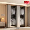 Armario Metálico para Uso Doméstico en Dormitorio o Casa de Alquiler, Estructura Completamente de Acero, Estilo Cerrado o Abierto, Combinación Reforzada de Acero y Madera, Armario Sencillo