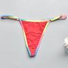 Color fructosa borde arcoíris tanga ajustable seda de hielo explosiones transfronterizas bikini sexy con tela de baño ultrafina para mujer