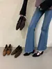[]Zapatos de Salón de Punta Cuadrada con Tira en T Ocultos para Aumentar la Altura Otoño/Invierno 2026 Tacones Altos Estampado de Leopardo Zapatos para Mujer