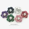 Botão de Metal Floral Vermelho de Camada Dupla 35mm Estilo Chinês Botão Tingido com Óleo para Casaco de Lã, Terno, Jaqueta, Casaco de Pele