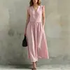 Plataforma Independente de E-Commerce Transfronteiriça Europeia e Americana Verão Nova Moda Simples Manga Bufante Cor Sólida Cintura Marcada Emagrecedor Gola Redonda Vestido Curto para Mulheres